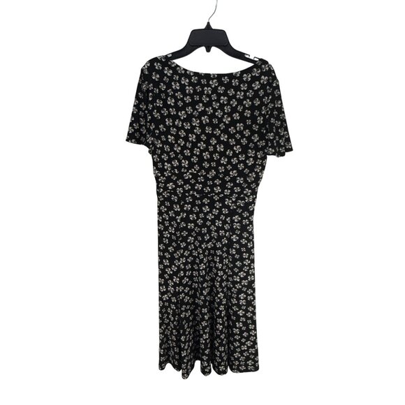 Chaps Black White Floral Dress Size Small Sleeveless Stretch Preppy Whimsygoth - Picture 5 of 7